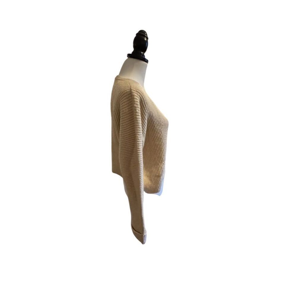 Women's Ivory V-Neck Chunky Knit Sweater Size S Long Sleeve Casual Pullover - Picture 5 of 7